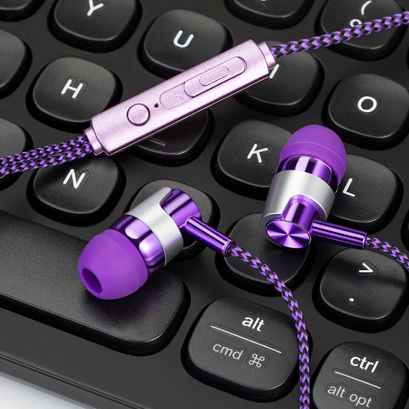 Tai Nghe In-Ear Dây Nylon Dài 1.2M / 3.5mm Âm Thanh Nổi K Tương Thích Với Điện Thoại Thông Dụng