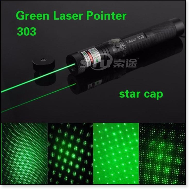 Đèn pin Laze 303 chiếu xa nhiều hình cực đẹp - Trọn bộ gồm đèn laser, bộ sạc, pin Li-ion, chìa khóa an toàn, sách hướng