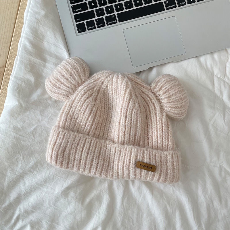 Mũ Len Dệt Kim Dày Dặn Đính Tai Thỏ Dễ Thương Xinh Xắn Thời Trang Thu Đông Nhật Bản Cho Nữ