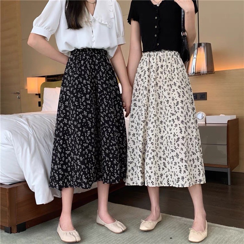 [ảnh thật/video] Chân váy vintage hoạ tiết hoa nhí dài dáng xoè hàng quảng châu cao cấp | BigBuy360 - bigbuy360.vn