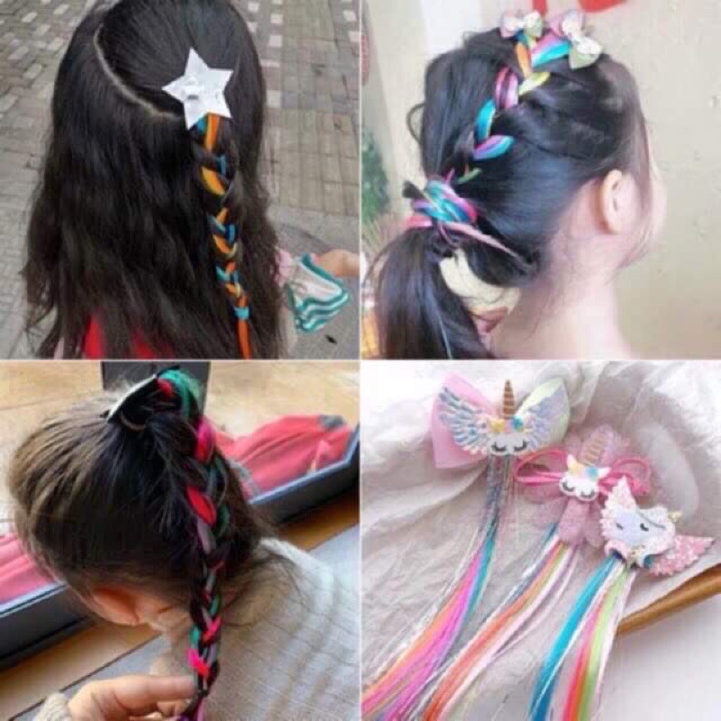 Kẹp tóc giả pony - lọn tóc giả màu sắc dễ thương cho bé gái