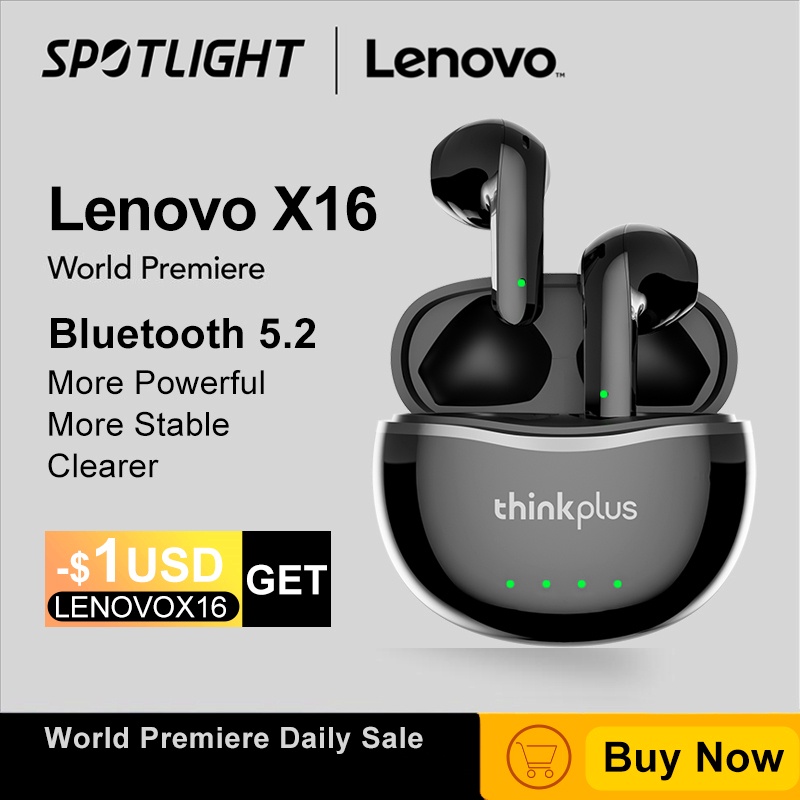 Nguyên bản Lenovo X16 pro TWS Earbuds BT 5.2 Thể thao chống nước Tai nghe Bluetooth chống ồn Tai nghe trong tai có micrô
