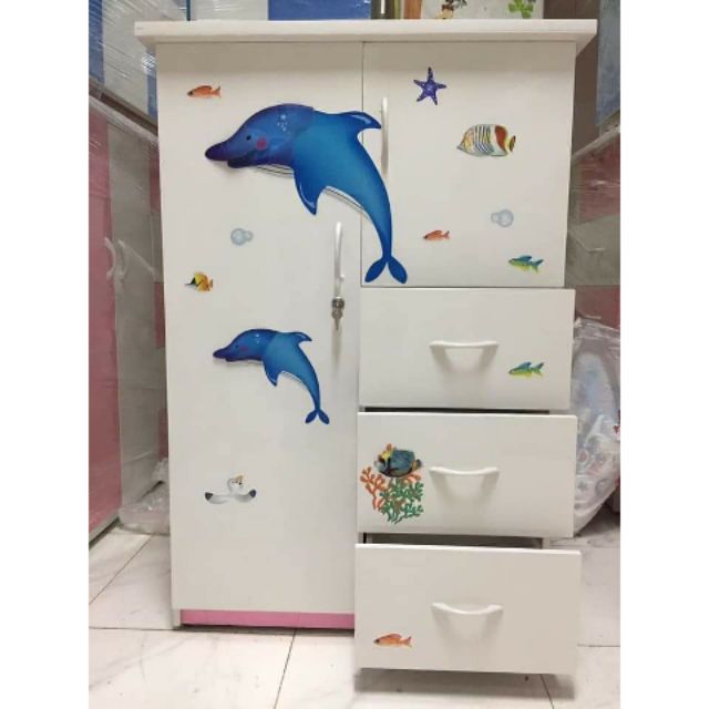 Tủ quần áo trẻ em bằng nhựa 2 buồng