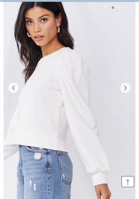 f21 - áo sweater nỉ da cá tay phồng