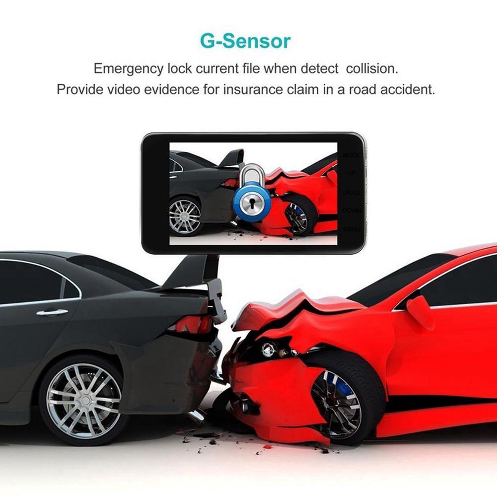 Máy quay hành trình hai ống kính màn hình FHD 1080P DVR 4" tầm nhìn đêm cho ô tô | BigBuy360 - bigbuy360.vn