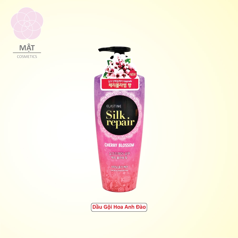 Combo Dầu gội và Dầu xả nước hoa Elastine Silk Repair Cherry Blossom 550ml