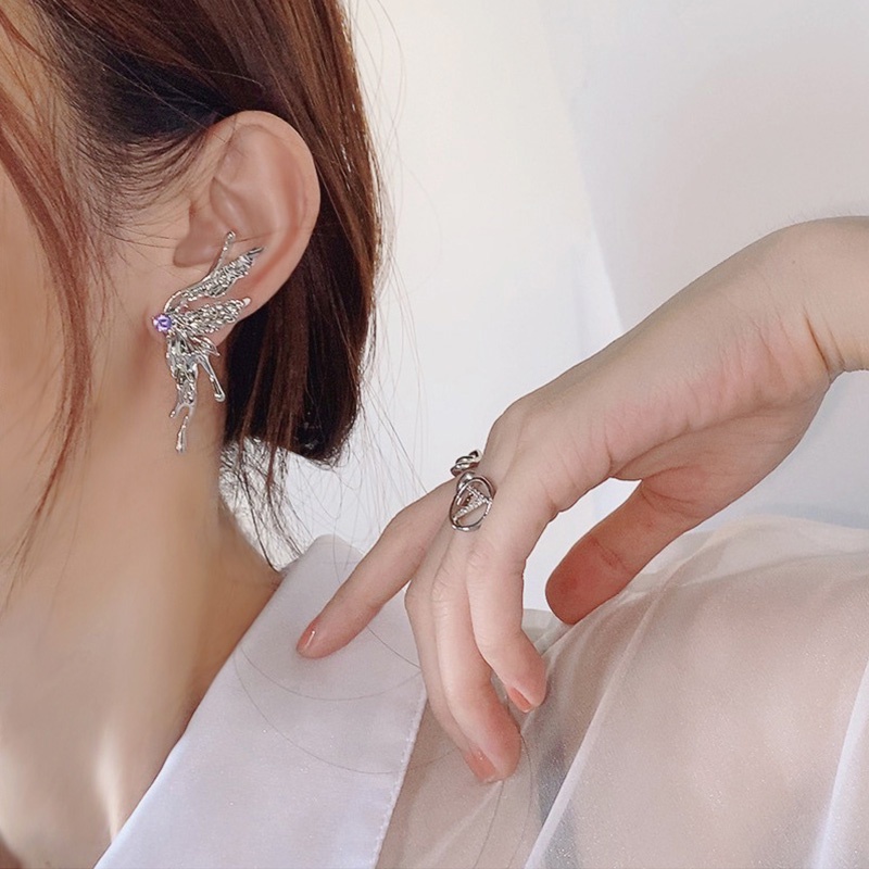 Đôi bông tai hình bướm bằng hợp kim đính đá thời trang thanh lịch cho nữ