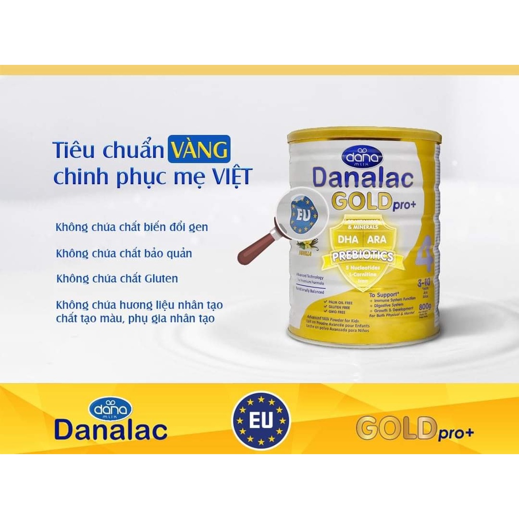 Sữa bột DANALAC GOLD pro+ 4 - Hộp 800g Thụy Sĩ