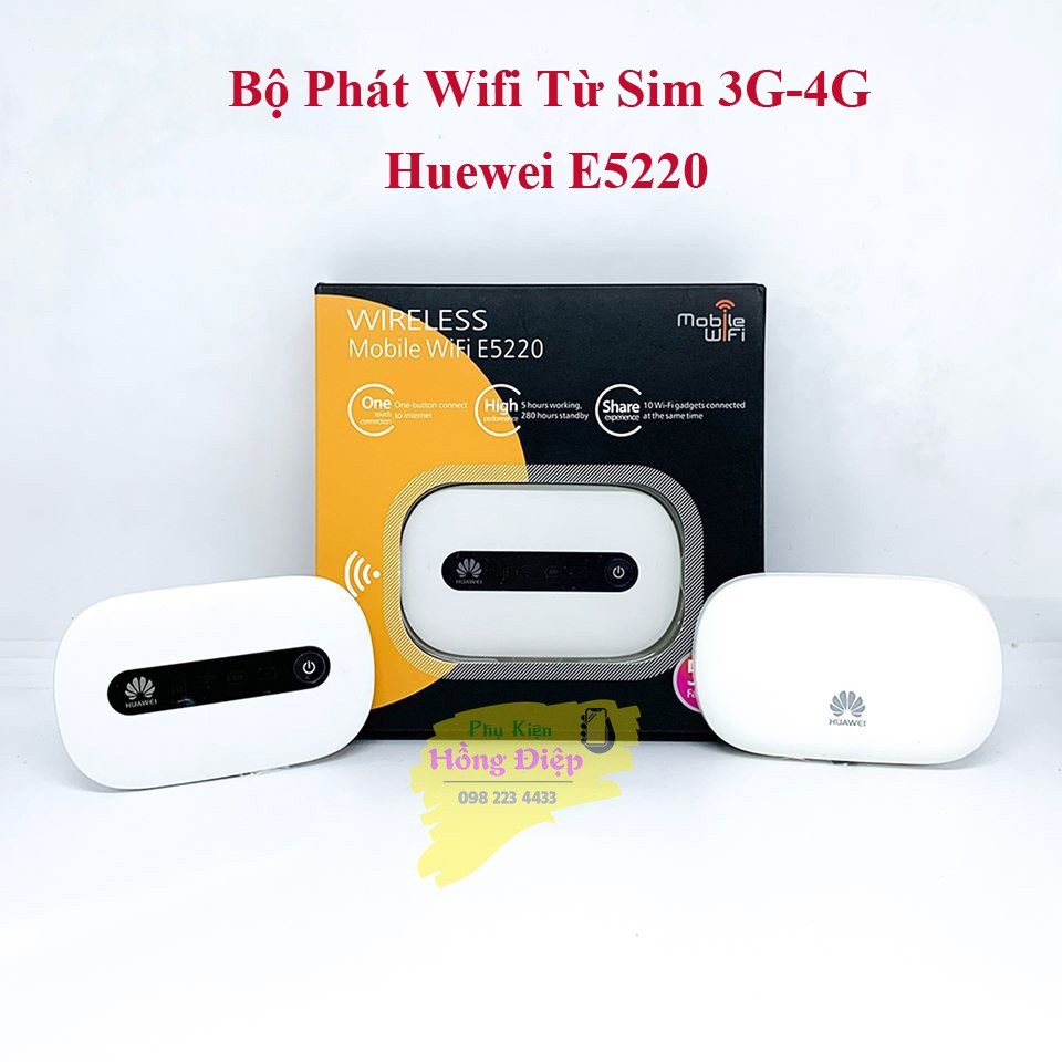 Bộ Phát Wifi 3G, 4G Huawei E5220 Sử Dụng Sim 4G - Hàng Nhập Khẩu [Bảo Hành Chính Hãng]