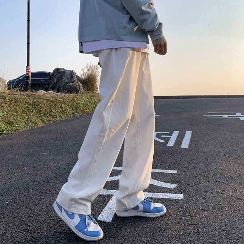 Quần Jeans Mỏng Ống Suông Rộng Thời Trang Mùa Hè Hàn Quốc Cho Nam