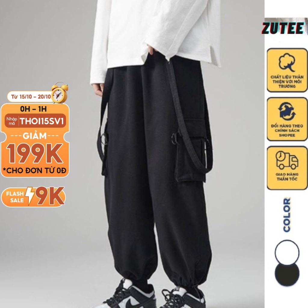 Quần Jogger Túi Hộp Đa Năng 3 Trong 1 ZUTEE Gồm Dáng Suông, Jogger, Giả Yếm , Chất Kaki