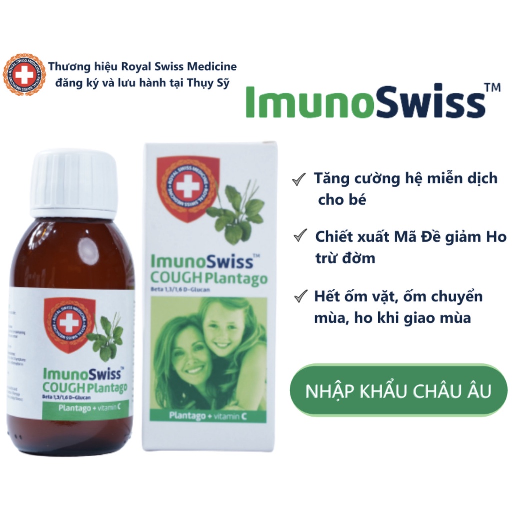 Siro ImunoSwiss Giúp tăng cường sức đề kháng, hỗ trợ miễn dịch, giảm ho, trừ đờm, phòng ngừa bệnh tật, phục hồi sức khoẻ