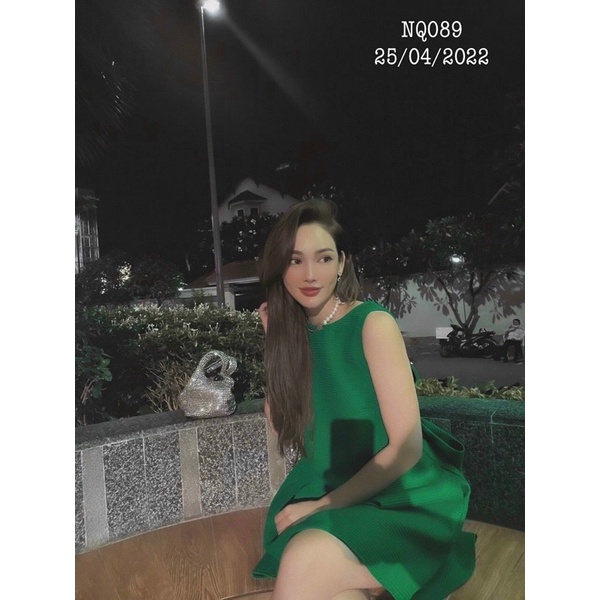 Đầm xốp suông sát nách nơ lưng hở v lưng Hồng đậm Hồng nhạt Xanh lá Xanh đậu Vàng váy đi chơi dạo phố du lịch đi biển