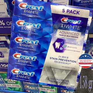 (Mẫu mới) Kem đánh răng Crest 3D White Fluoride 12 hour stain prevention 147g Mỹ