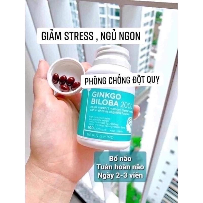 Viên uống bổ não Ginko biloba2000 heathycare 100 viên