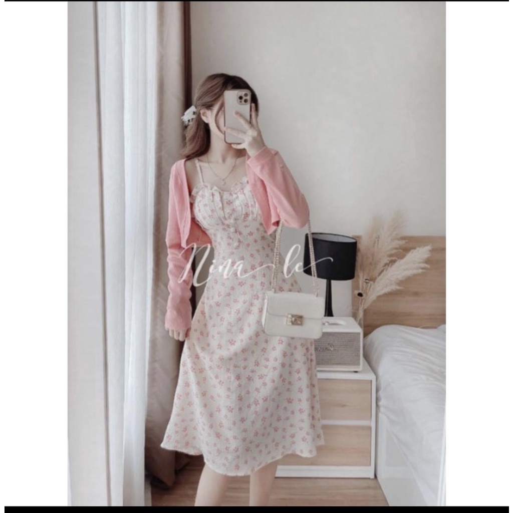 Váy hoa nhí 2 dây dáng dài hàng QC cao cấp, Váy 2 dây nữ hoa nhí mặc đi biển bao đẹp