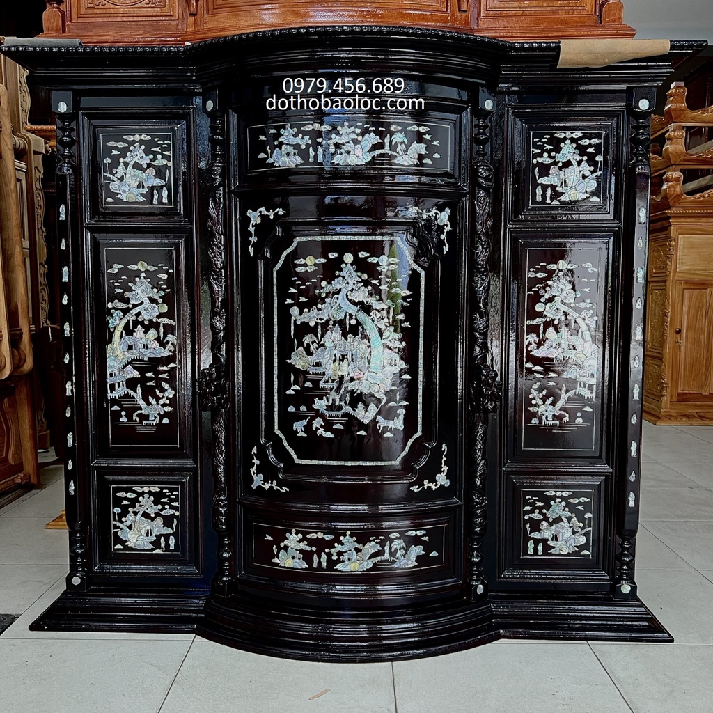 Tủ thờ gia tiên Gỗ căm xe cao 1m33