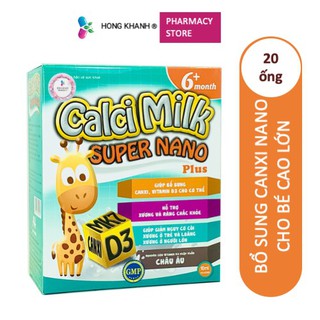 Calci Milk super nano bổ sung canxi và các loại vitamin cùng con cao lớn mỗi ngày hộp 20 ống