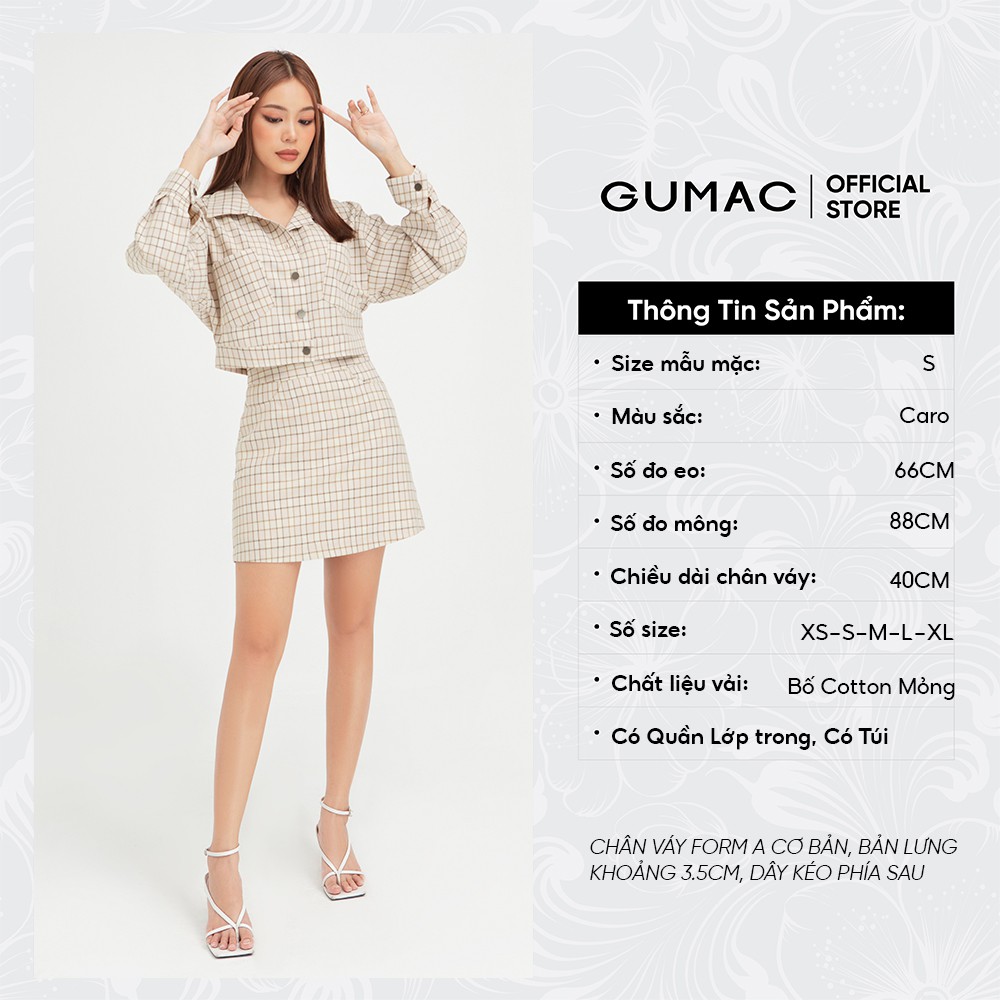 [Mã WABR2711 giảm 10% đơn 250K] Chân váy nữ caro GUMAC phong cách Hàn Quốc sang trọng VB432 | BigBuy360 - bigbuy360.vn