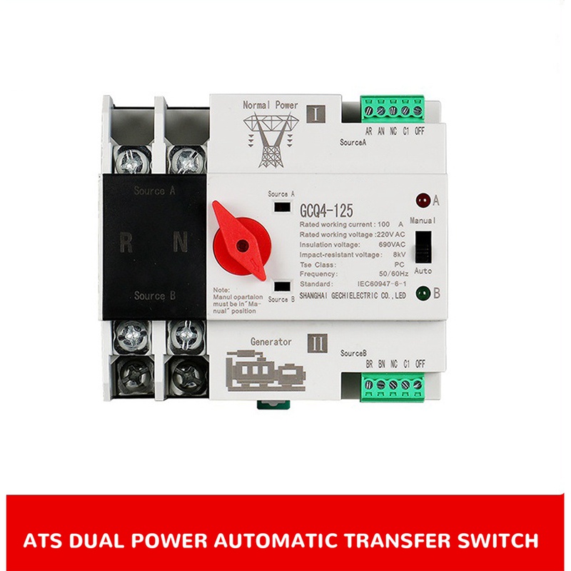 Hệ Thống Chuyển Đổi Năng Lượng Mặt Trời ATS Tự Động Din Rail 2P 63A AC220V ATS PV