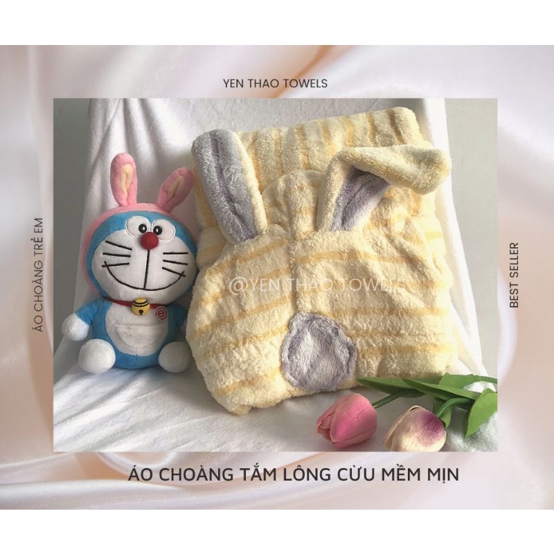 Áo choàng tắm cho trẻ em Lông Cừu có mũ mềm mịn hàng Việt Nam cao cấp thấm hút tốt chất lượng cao cho bé yêu