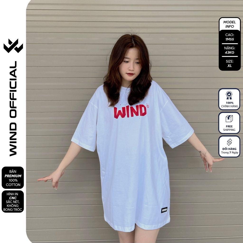 Áo thun tay lỡ unisex WIND phông form rộng 65% cotton FIRE nam nữ oversize