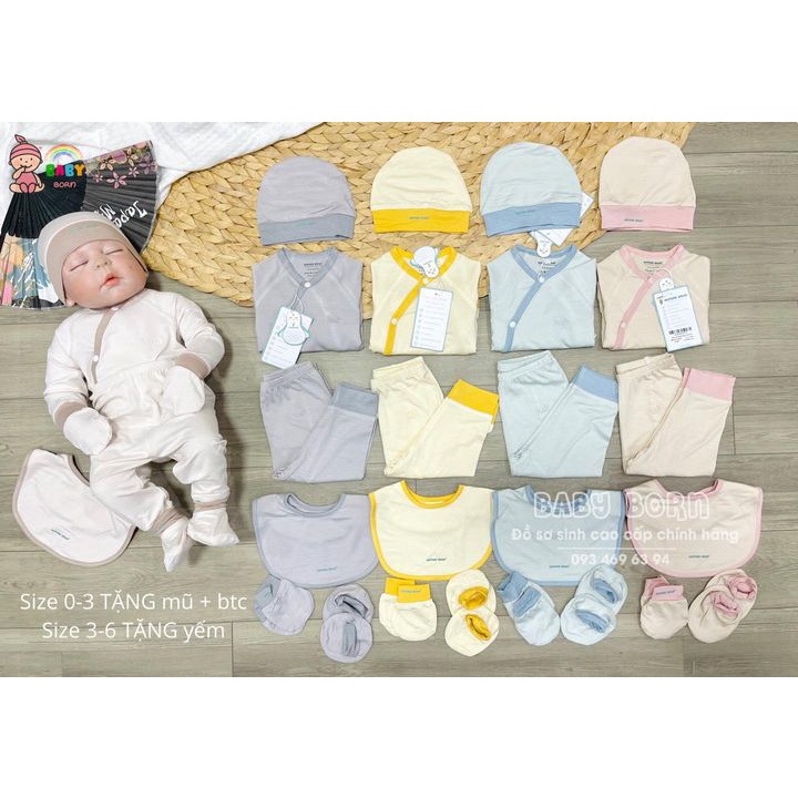 Bộ sơ sinh NATURE WEAR vải sợi tre cài chéo bamboo cotton mỏng hè Việt Nam