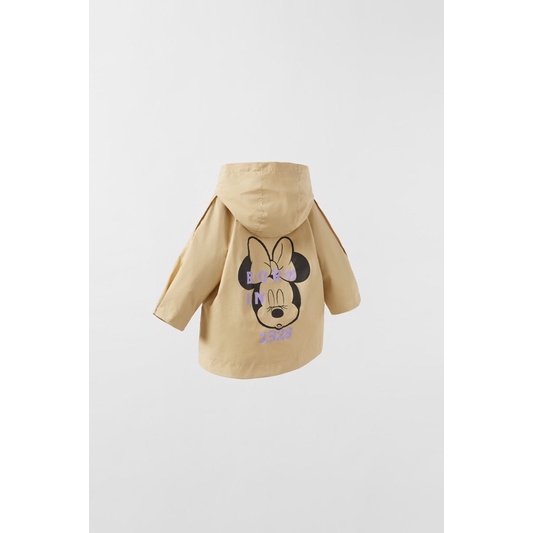 Áo Trench Coat Bé Gái Đáp Lưng Minnie Séc Be Nude ZR