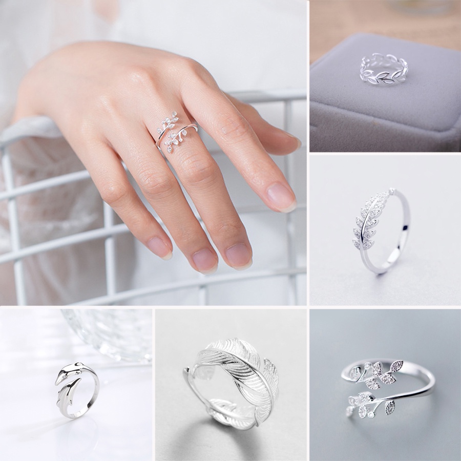 Nhẫn hở RINHOO FRIENDSHIP mạ bạc 925 tùy chọn kiểu chống thấm nước có thể điều chỉnh thời trang cho nam và nữ