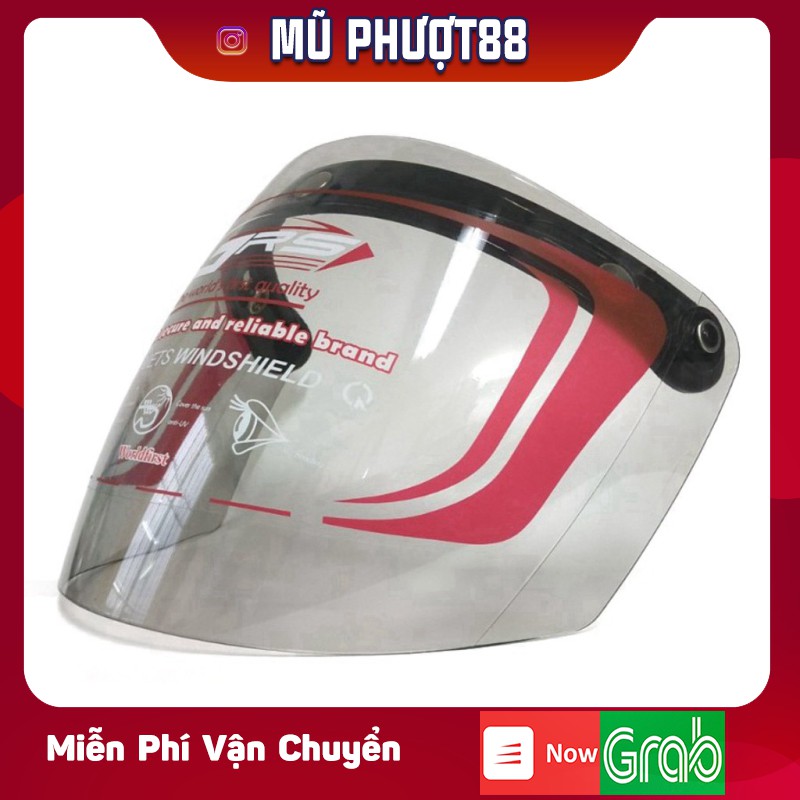 Kính rời gắn mũ bảo hiểm GRS NE-4 màu trắng và màu trà clip thật