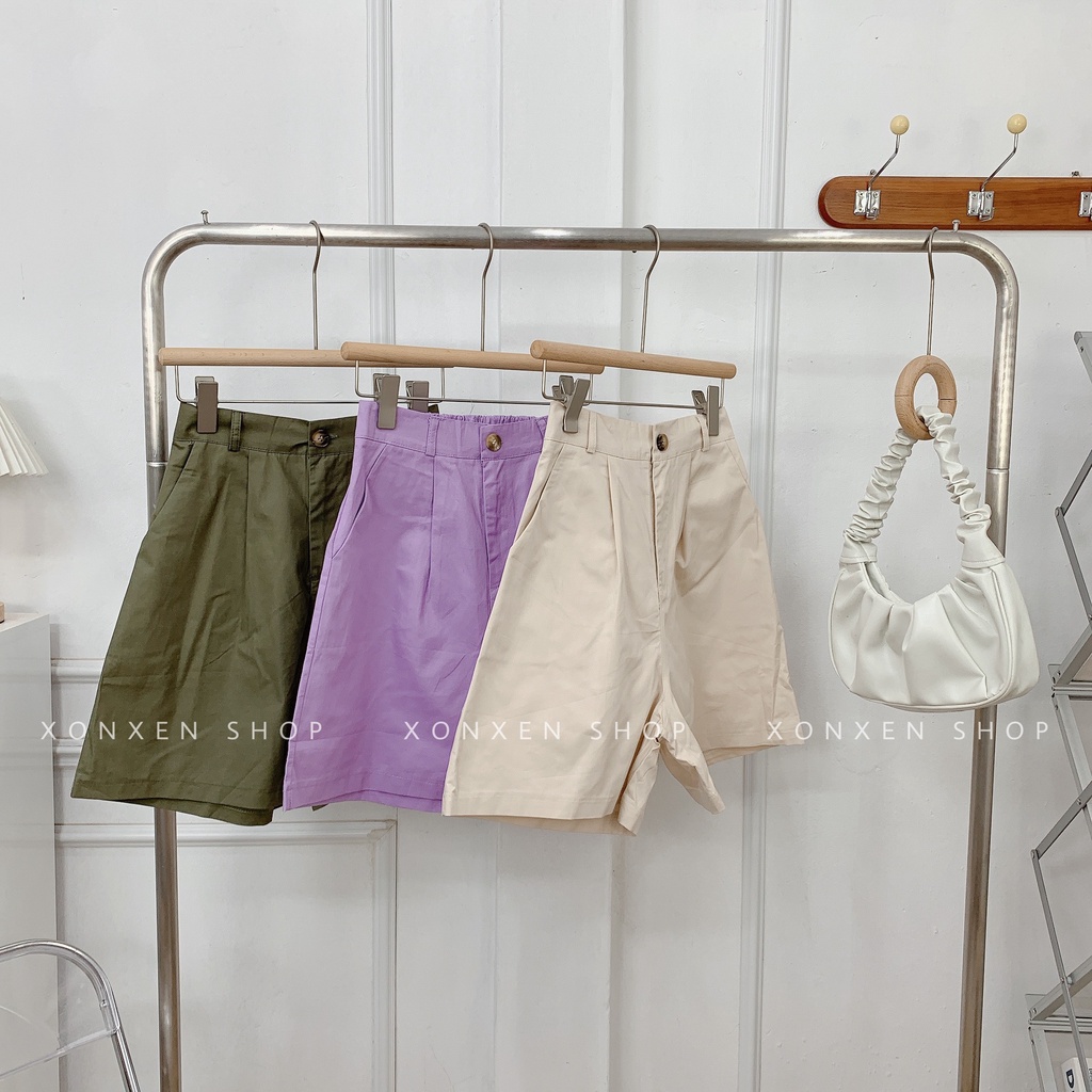 QUẦN SHORT NỮ chất vải kaki mềm lưng thun sau co giãn túi xéo dễ thương XONXEN SHOP size S M L mã 906