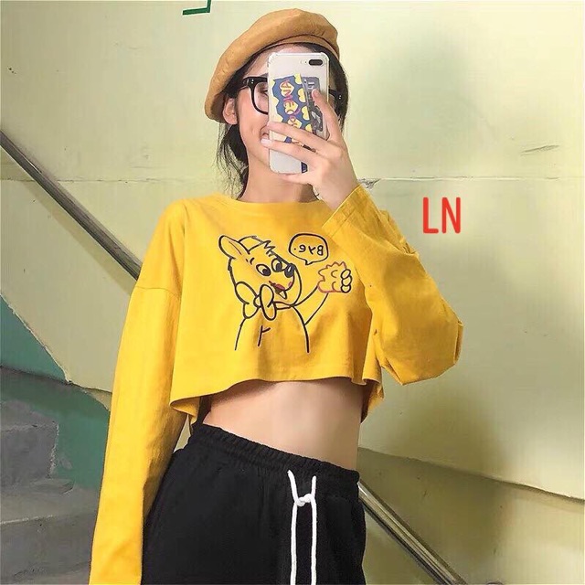 [FREESHIP ĐƠN TỪ 50K] Áo croptop gấu Bye dài tay LNG1119