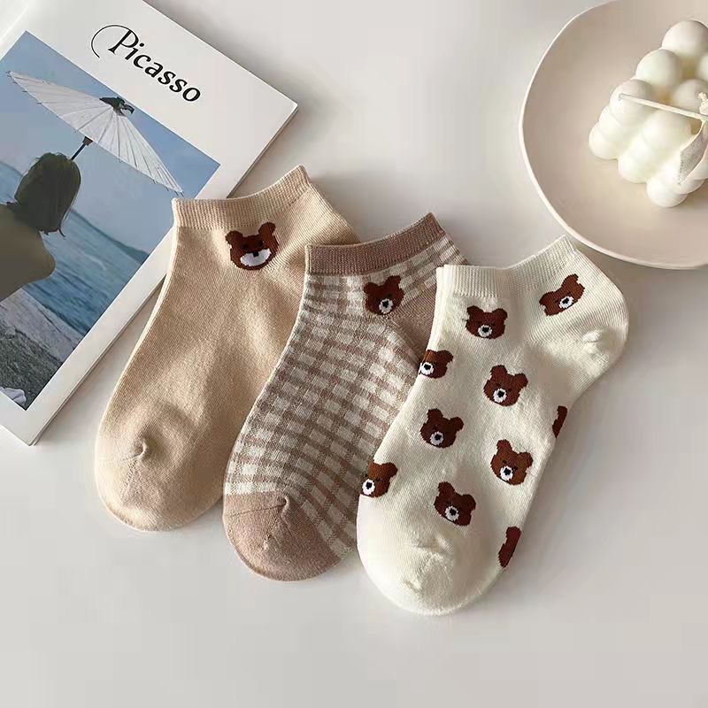 Tất gấu Cổ Ngắn mẫu mới siêu xinh chất liệu dệt kim co giãn đa chiều nhiều hình họa tiết