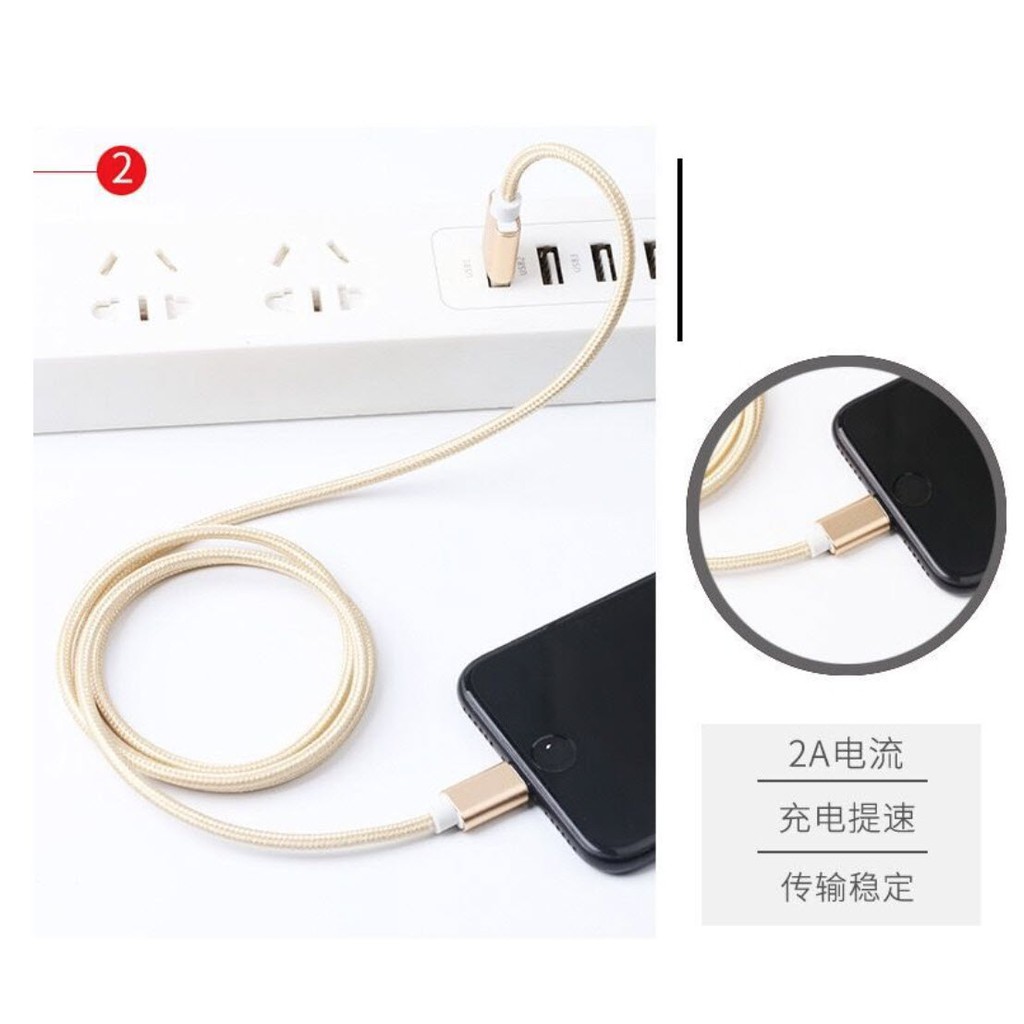 [HCM] Cáp sạc dây dù chất lượng cổng Lightning - Micro USB - Type C dài 1m