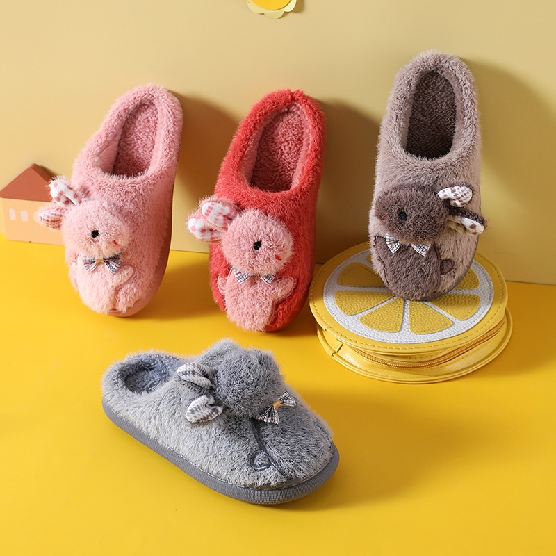 (TH30) Dép Bông Trẻ Em, Dép Lông Đi Trong Nhà Cho Bé Họa Tiết Thỏ Đáng Yêu