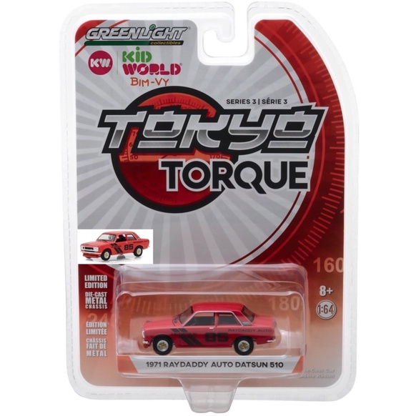 Xe mô hình GreenLight Tokyo Torque Series 3 1971 Raydaddy Auto Datsun 510 47010-E.