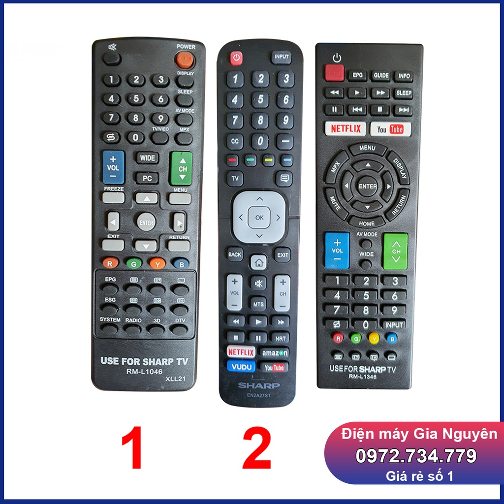 Điều khiển tivi Sharp GB234WJSA, RM -L1346 các dòng
