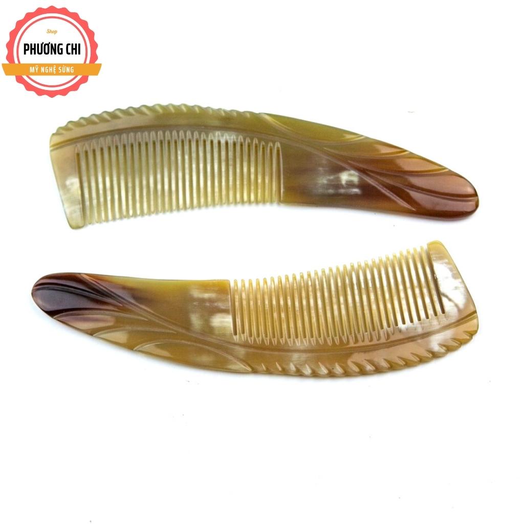 Lược sừng trâu lưỡi liềm dài 16cm trắng nưa, lược chải tóc gỡ rối massage đầu | Mỹ nghệ phương chi