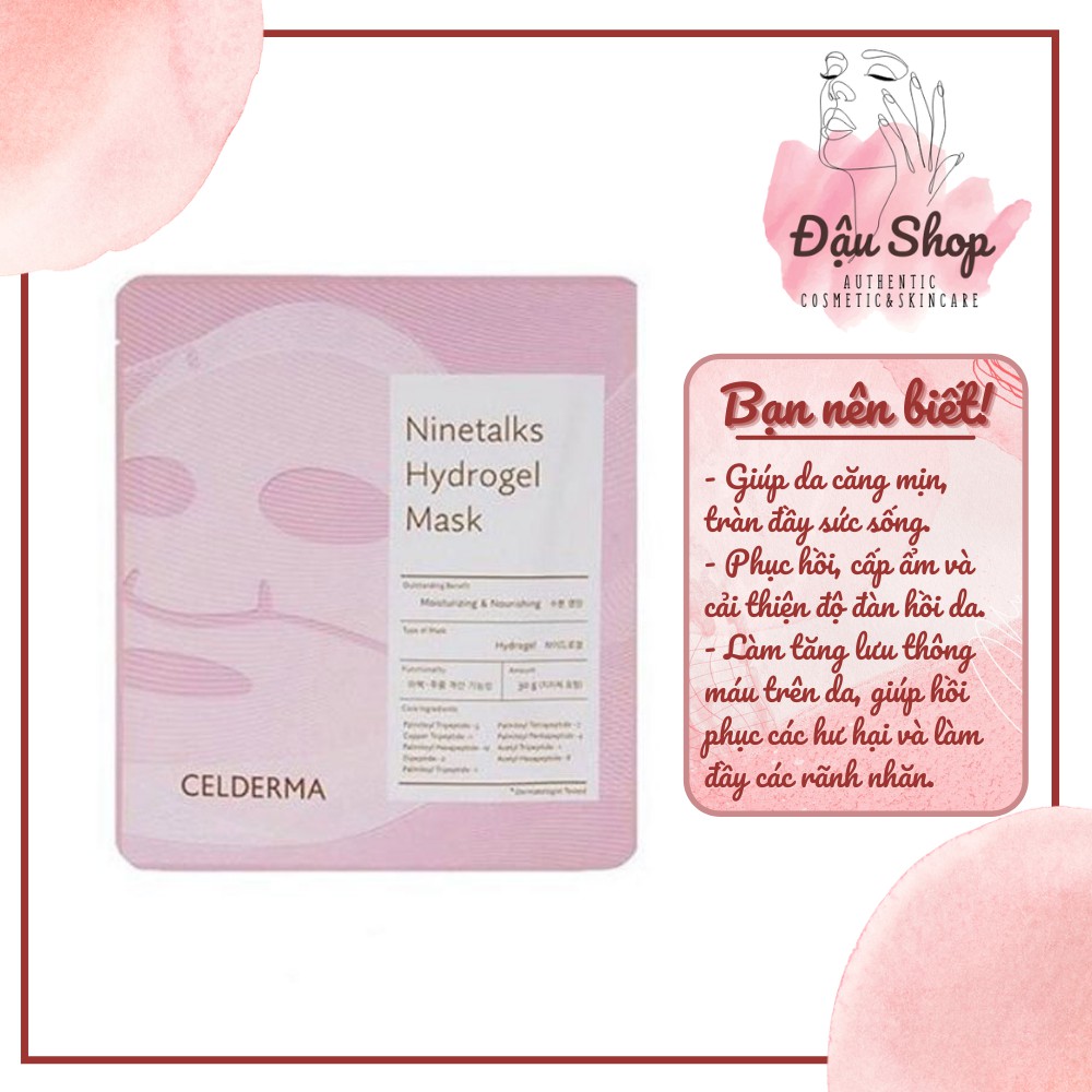 Lẻ 1 miếng mặt nạ thạch sinh học cấp ẩm, đàn hồi, căng bóng da Celderma Ninetalks Hydrogel mask (1 miếng)