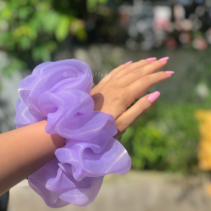 Đồ buộc tóc scrunchies bigsize siêu to voan phồng nhiều màu