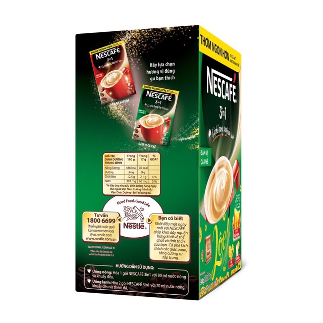 Hộp 20 Gói NesCafe 3.1 Rang Xay Đậm Vị Cafe 340gr Xanh