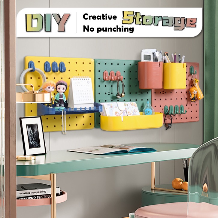 pegboard Mốt Không đấm chốt bảng kệ treo tường Giá kệ Giá móc lưu trữ,Thích hợp cho phòng tắm nhà bếp ký túc xá