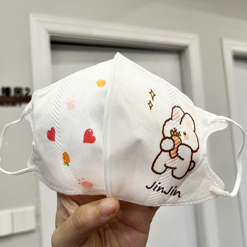 10 Chiếc Hoạt Hình Gấu Thỏ In Hình Mặt Nạ Bảo Vệ 3d 3 Lớp Lọc Xả Phòng Chống Mặt Nạ Dành Cho Trẻ Em