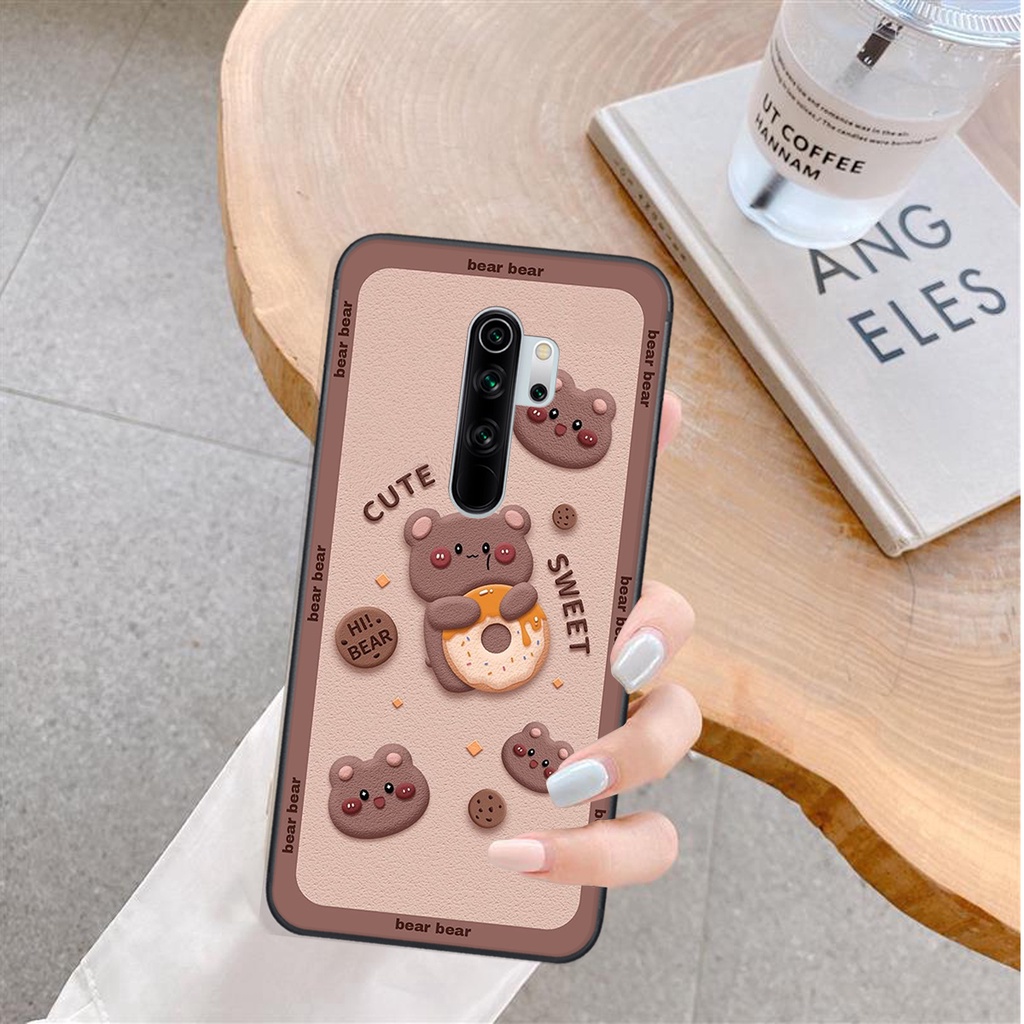 Ốp lưng Xiaomi REDMI NOTE 8 PRO in hình Gấu nâu - hồng, Gấu Be@rick  cực CUTE, DỄ THƯƠNG