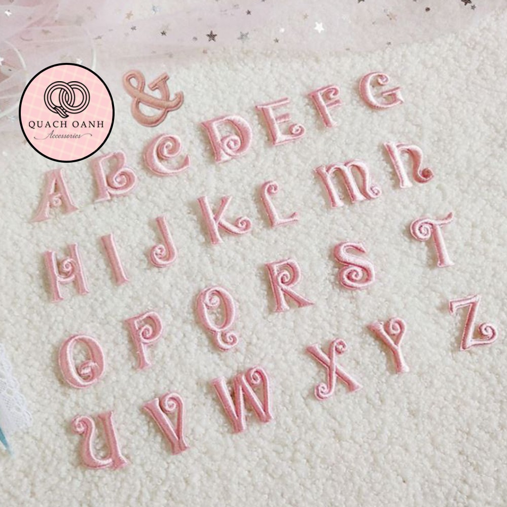Sticker nhãn dán vải thêu hình bảng chữ cái tự dính trang trí sổ, vở, mũ bảo hiểm số 1 - ST30