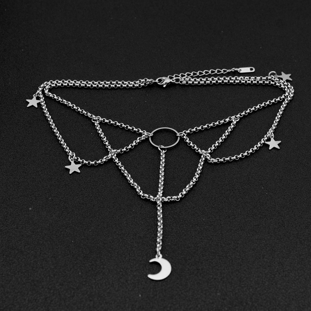Vòng cổ Choker Nhiều Tầng Hình Mặt Trăng Ngôi Sao Thời Trang Dành Cho Nữ