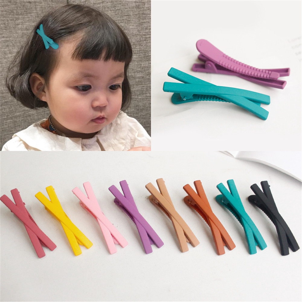 Kẹp tóc hình chữ X màu trơn ngọt ngào và thời trang cho nữ