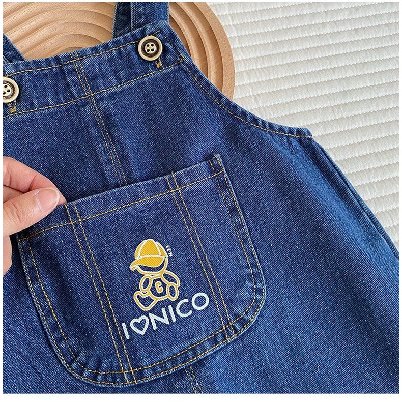 [Babycat] Hàng Có Sẵn Quần Yếm Denim Mềm Mại Phong Cách Nhật Bản Hàn Quốc Mùa Xuân Thu Giản Dị Dành Cho Bé Trai