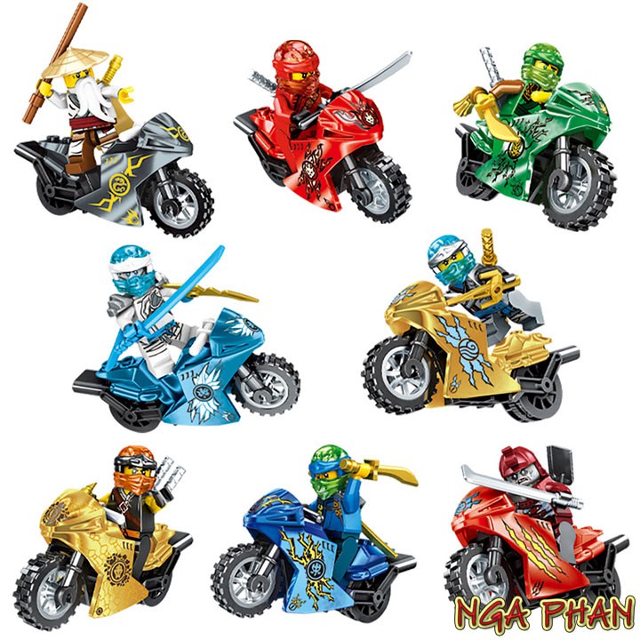 Combo 2 Ninja Siêu Khủng Cưỡi Mô Tô Ninjago Đồ Chơi Xếp Hình Lắp Ráp Lego PRCK