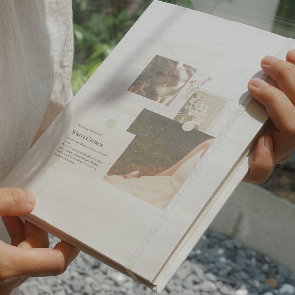 Sổ A5 bìa cứng họa tiết vintage nàng thơ 100gsm ruột trắng-chấm-ô vuông